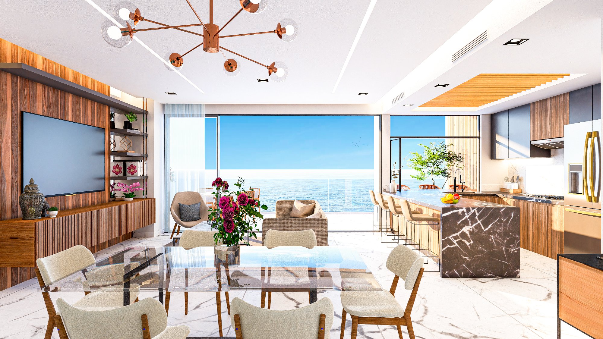 Model 2K - Living Room with Ocean View